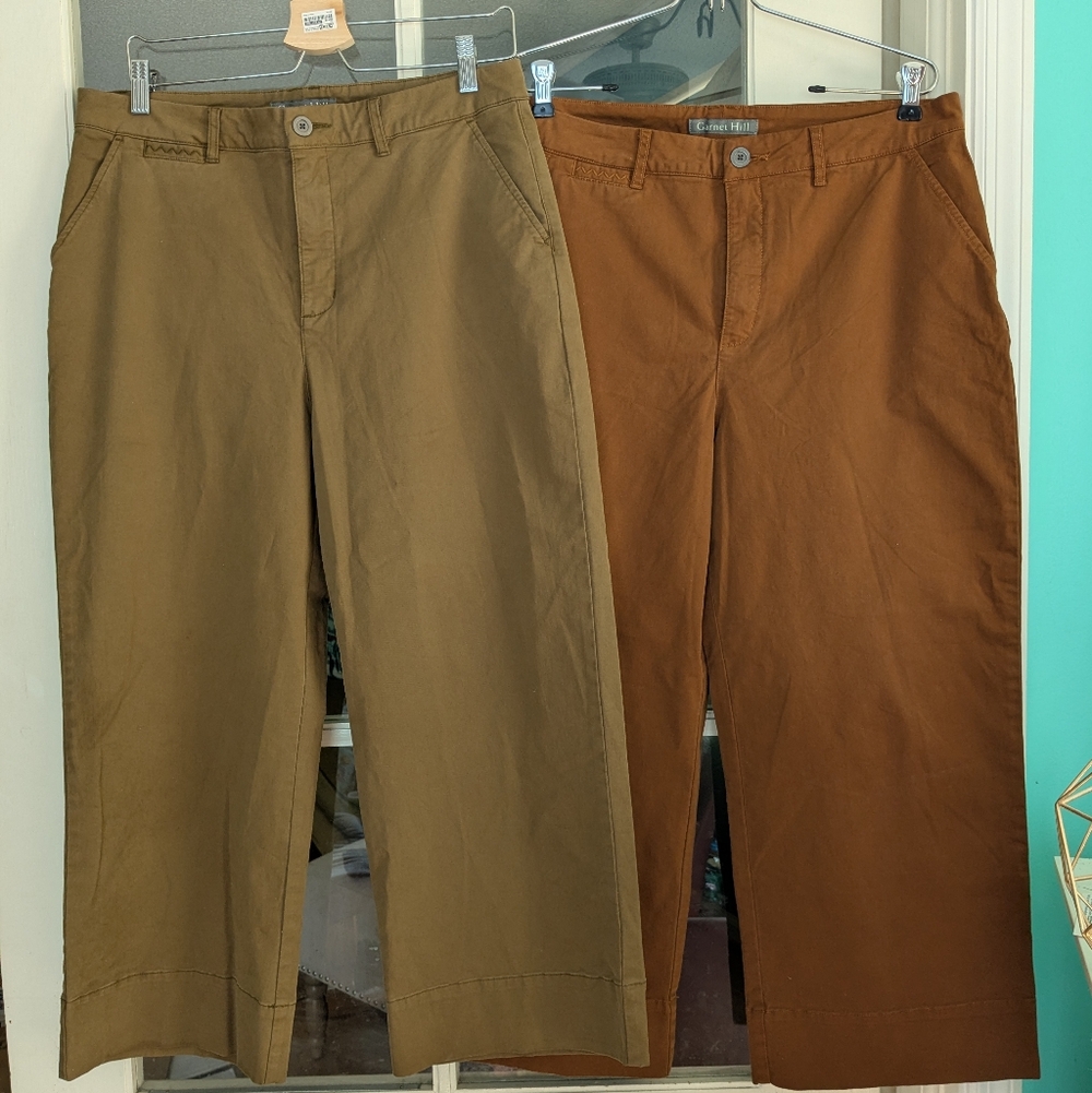 Garnet Hill Cropped Wide Leg Chino Pants Bundle Size 12